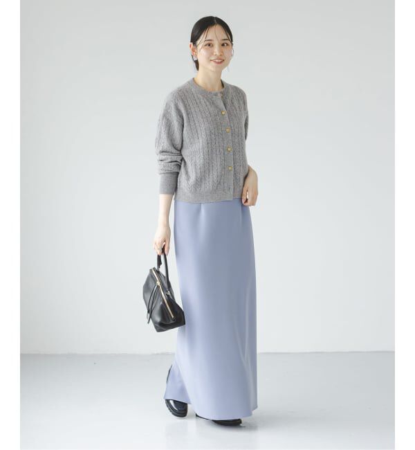 NOBLE「《カシミヤ混》イタリアヤーンケーブ クルーカーディガン」|カーディガン|