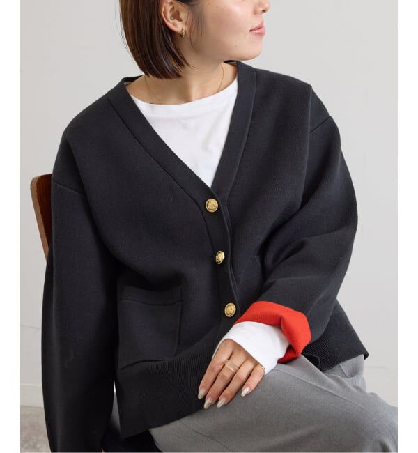 U by SPICK&SPAN「《予約》金ボタンカラーニットカーデ」|カーディガン|
