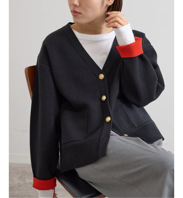 U by SPICK&SPAN「《予約》金ボタンカラーニットカーデ」|カーディガン|