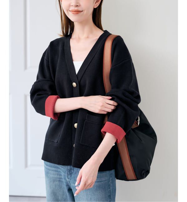 U by SPICK&SPAN「《予約》金ボタンカラーニットカーデ」|カーディガン|