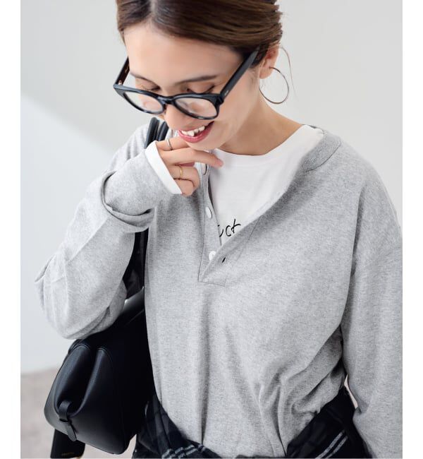 FRAMeWORK「≪新色 /追加≫Healthknit/ヘルスニット ヘンリーロングスリーブ」|Tシャツ・カットソー|グレーB