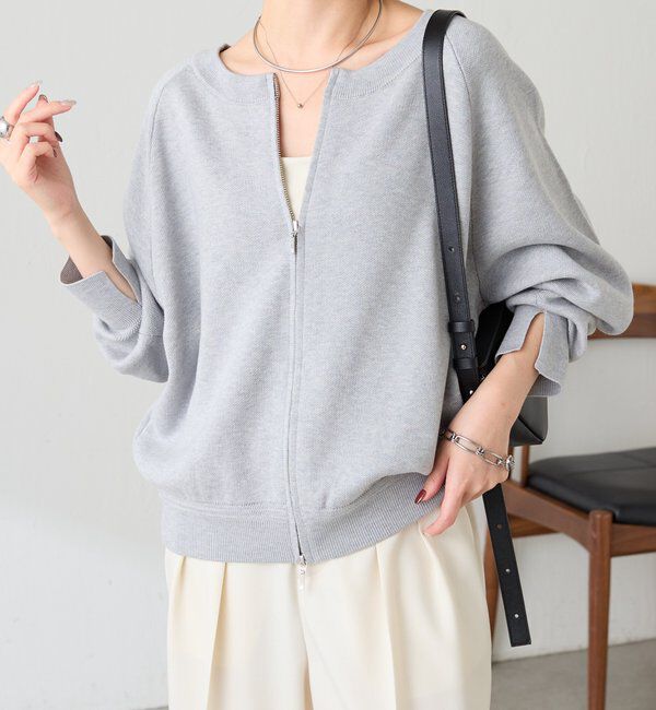  「【前後２WAY/９色展開】スウェットライク2WAY ニット」|ニット・セーター|ライトグレー