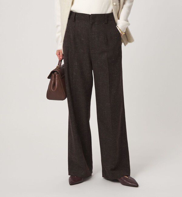 UNITED ARROWS green label relaxing「［size SHORT/TALLあり］スラブ ワイド ストレート パンツ」|スラックス|DK.BROWN
