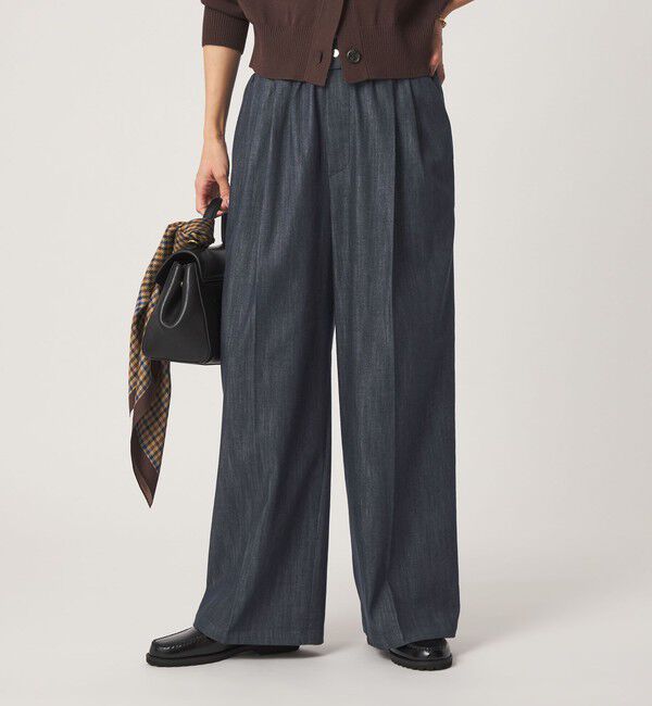 UNITED ARROWS green label relaxing「［size SHORT/TALLあり］ニーハイワイド パンツ デニム ストレッチ」|デニム|NAVY