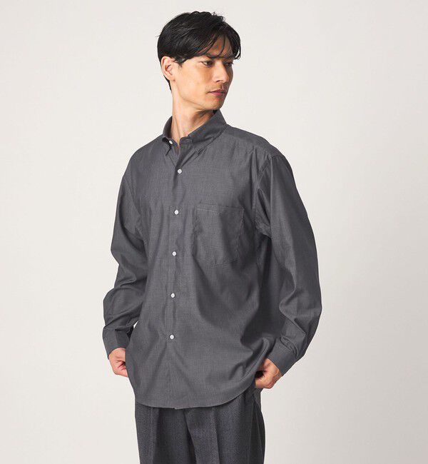 UNITED ARROWS green label relaxing「エブリット コットン ソリッド リラックス スナップ ボタンダウン シャツ -イージーアイロン-」|シャツ・ブラウス|NAVY
