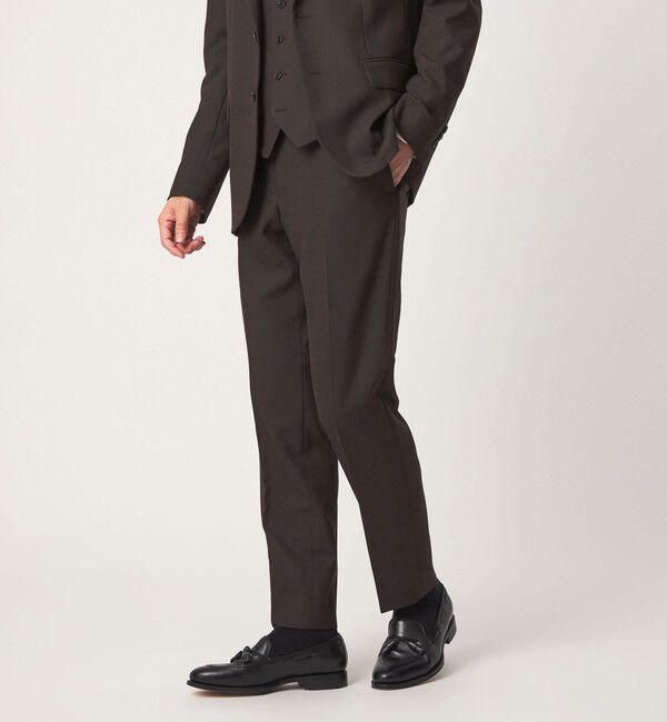 UNITED ARROWS green label relaxing「A+ TWPU バーズアイ アジャスター NP セットアップ パンツ スラックス -ストレッチ-」|スラックス|DK.BROWN