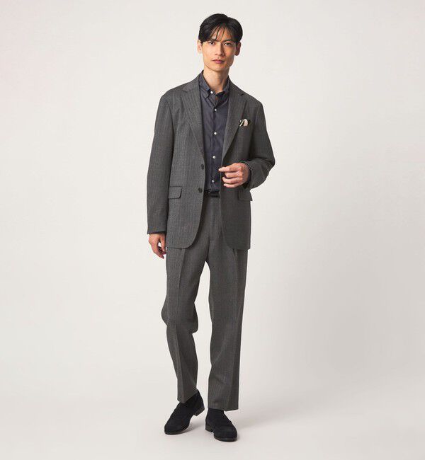 UNITED ARROWS green label relaxing「A+ TWPU ヘリンボーン リラックス イージー 1プリーツ セットアップ パンツ スラックス -ストレッチ-」|スラックス|