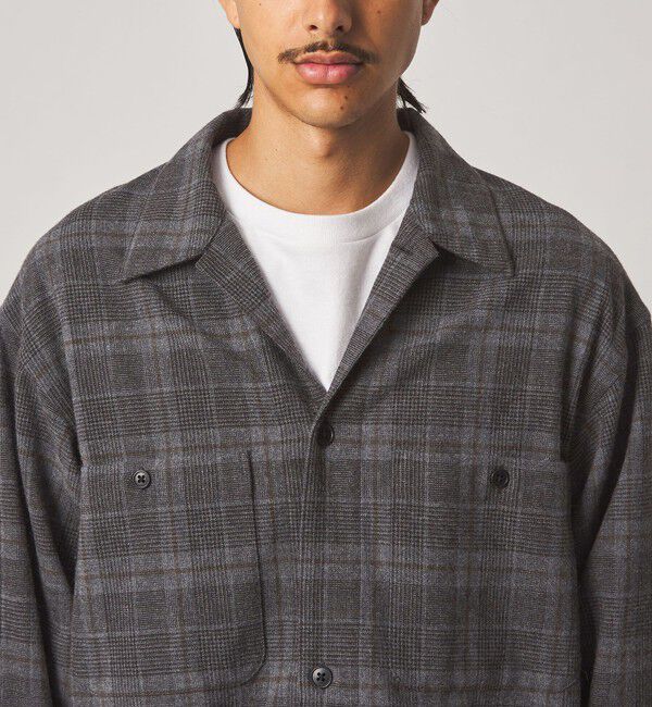 STEVEN ALAN「＜Steven Alan＞ ウォッシュド ウール チェック オープンカラー オーバー シャツ」|シャツ・ブラウス|