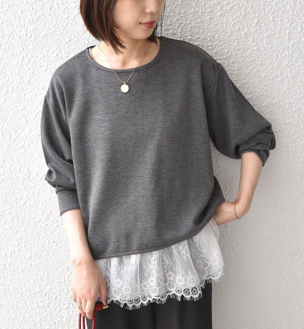 SHIPS Colors 「〈手洗い可能〉レースタンクトップ セット プルオーバー◇」|Tシャツ・カットソー|ダークグレー