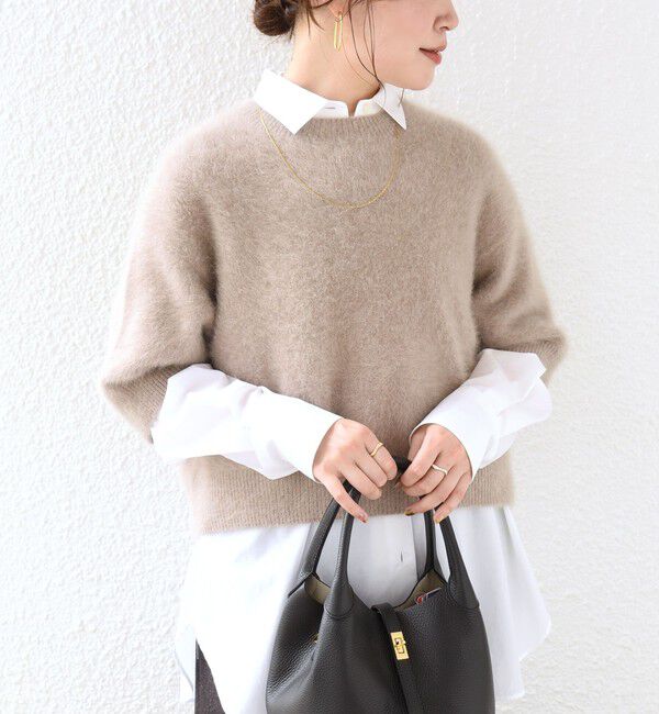 SHIPS for women「《予約》杢 フォックス カシミヤ 半袖 プルオーバー」|ニット・セーター|