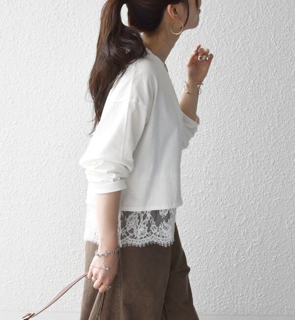 SHIPS any「〈洗濯機可能〉ジップ レース ヘム ロングスリーブ TEE」|Tシャツ・カットソー|