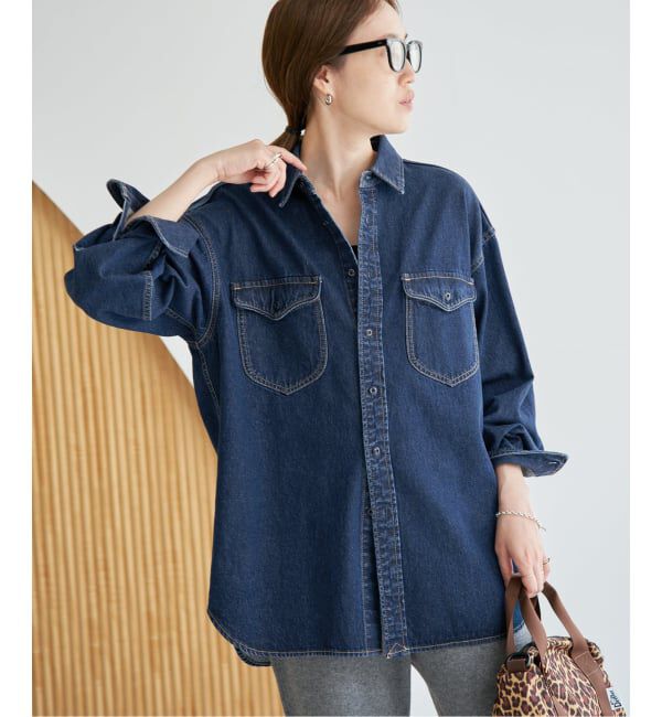 SLOBE IENA「《WEB限定/追加》LE DENIM BDUデニムシャツ」|シャツ・ブラウス|ネイビー