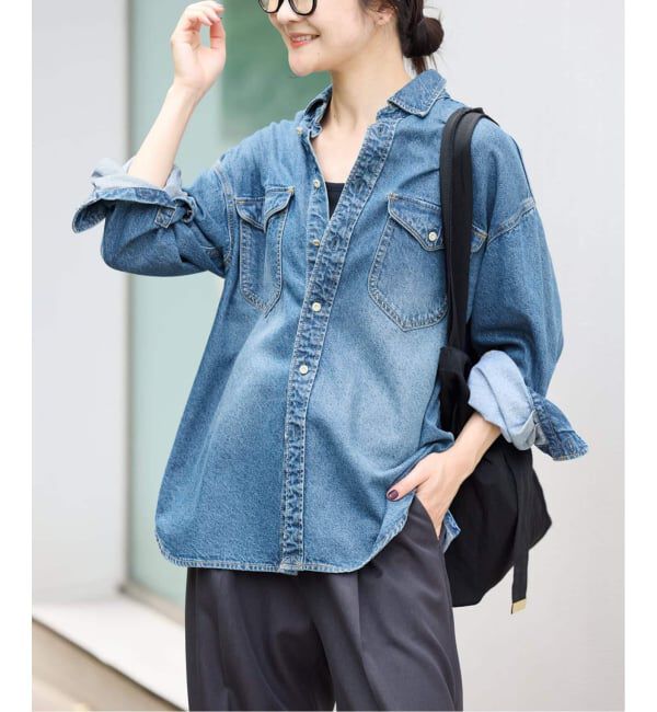 SLOBE IENA「《WEB限定/追加》LE DENIM BDUデニムシャツ」|シャツ・ブラウス|