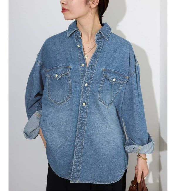 SLOBE IENA「《WEB限定/追加》LE DENIM BDUデニムシャツ」|シャツ・ブラウス|ブルー A
