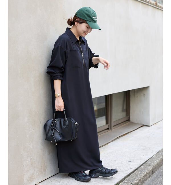 JOURNAL STANDARD「《追加》ウーリッシュツイルハーフジップワンピース」|ワンピース|ネイビー