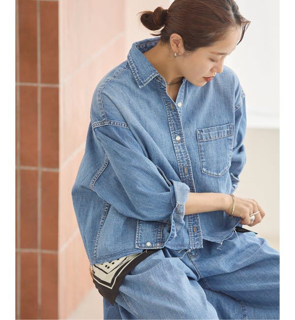 JOURNAL STANDARD「コーンデニムライトオンスクロップド シャツ」|シャツ・ブラウス|ブルー