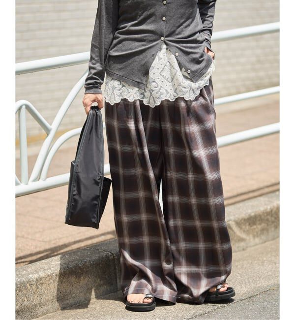 JOURNAL STANDARD「リヨセルチェックパンツ」|その他|ブラウン