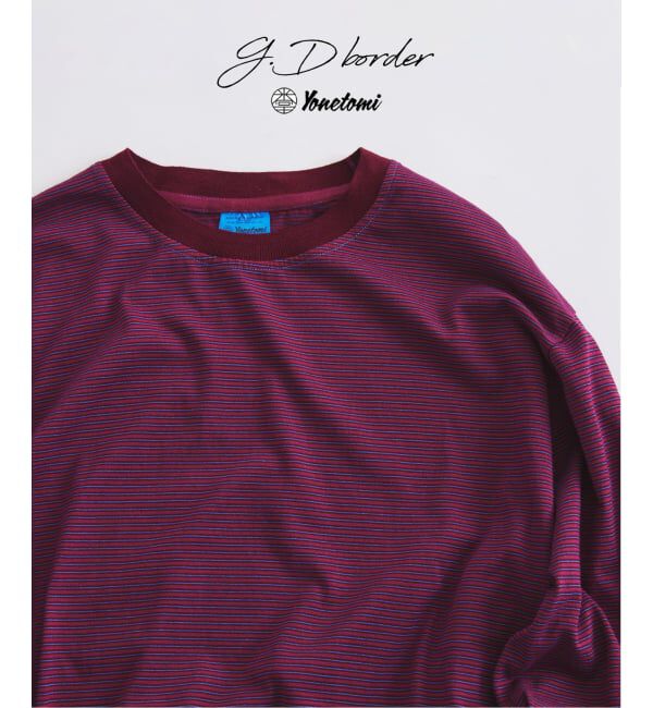 JOURNAL STANDARD relume「米富繊維 / Yonetomi 別注 ガーメントダイ ボーダー ロンT」|Tシャツ・カットソー|ボルドー A