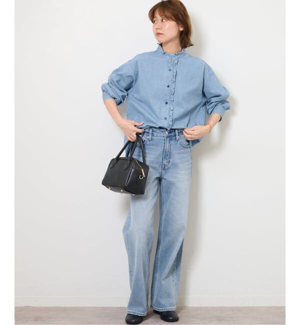 JOURNAL STANDARD relume「《追加5》スタンドネックデニムフリルブラウス」|シャツ・ブラウス|
