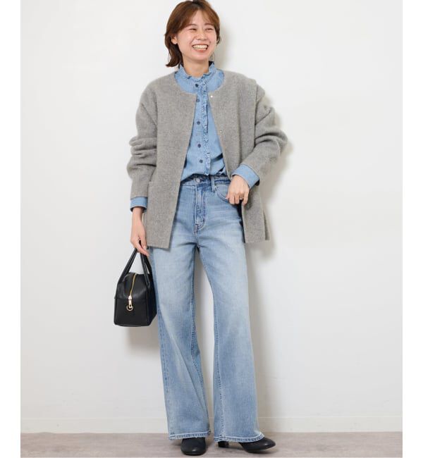 JOURNAL STANDARD relume「《追加5》スタンドネックデニムフリルブラウス」|シャツ・ブラウス|