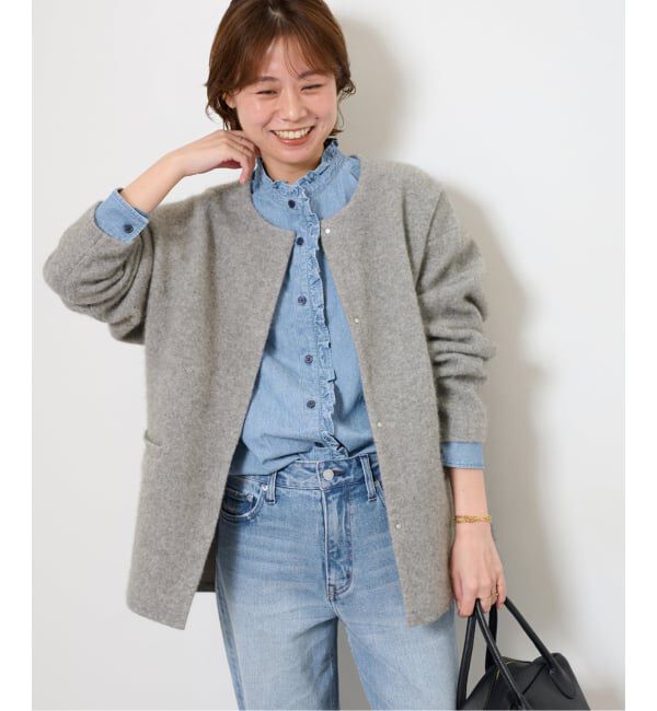 JOURNAL STANDARD relume「《追加5》スタンドネックデニムフリルブラウス」|シャツ・ブラウス|