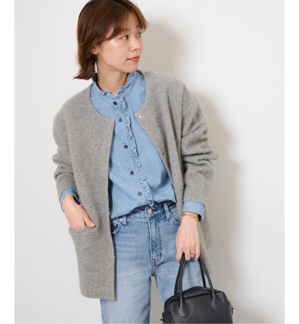 JOURNAL STANDARD relume「《追加5》スタンドネックデニムフリルブラウス」|シャツ・ブラウス|