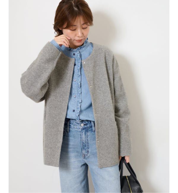 JOURNAL STANDARD relume「《追加5》スタンドネックデニムフリルブラウス」|シャツ・ブラウス|