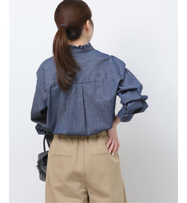 JOURNAL STANDARD relume「《追加5》スタンドネックデニムフリルブラウス」|シャツ・ブラウス|