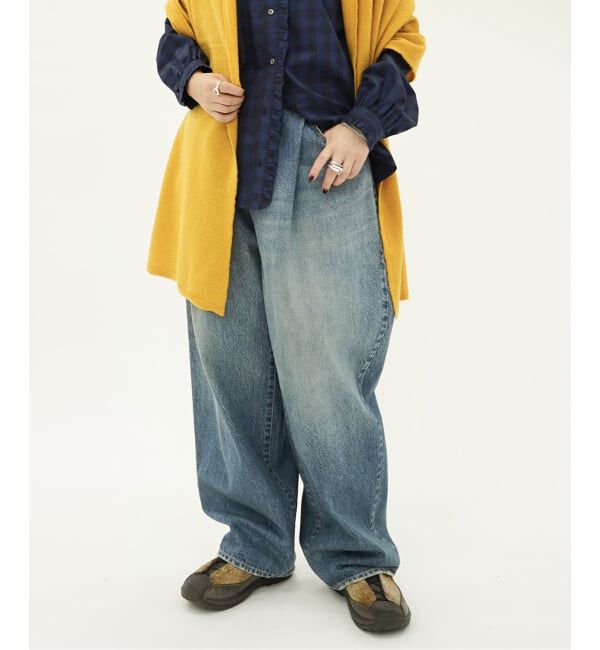 journal standard luxe「13OZデニム タックラウンドパンツ」|デニム|ネイビー B