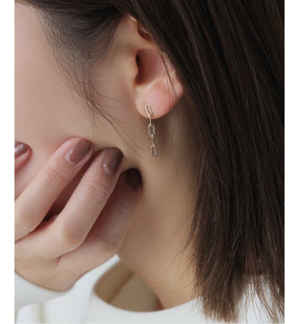 Lilas by Spick&Span「《追加予約》プレイドクリップチェーンピアス K10（両耳）」|ピアス|