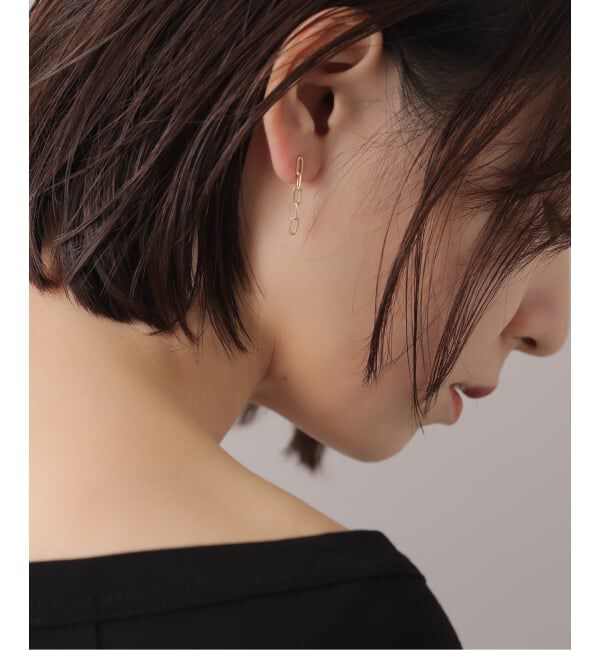Lilas by Spick&Span「《追加予約》プレイドクリップチェーンピアス K10（両耳）」|ピアス|
