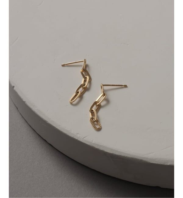 Lilas by Spick&Span「《追加予約》プレイドクリップチェーンピアス K10（両耳）」|ピアス|