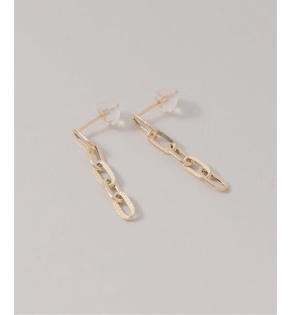 Lilas by Spick&Span「《追加予約》プレイドクリップチェーンピアス K10（両耳）」|ピアス|