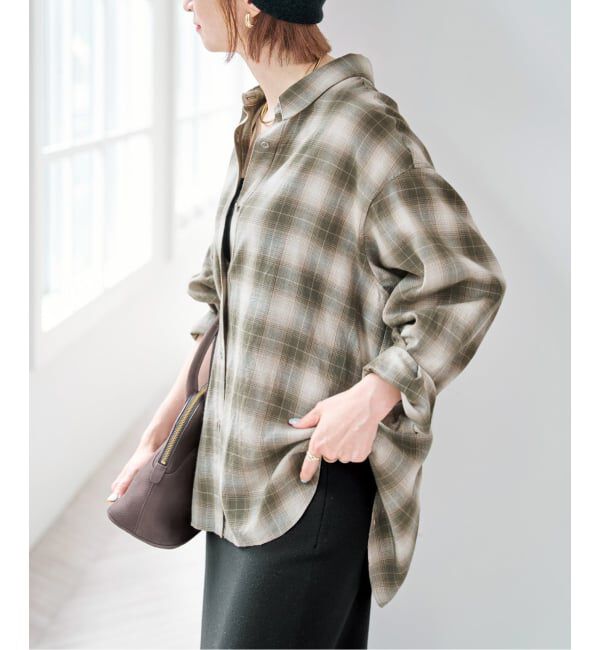 Spick and Span「ソフトオンブレチェックシャツ」|シャツ・ブラウス|カーキ