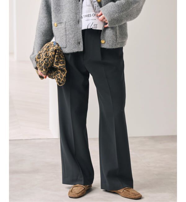 Spick and Span「ダブルクロス1タックパンツ」|スラックス|ブラック