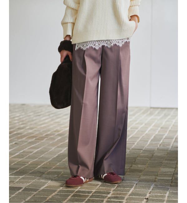 NOBLE「《追加・WEB限定カラーあり》エステルツイルストレッチスラックスパンツ」|スラックス|