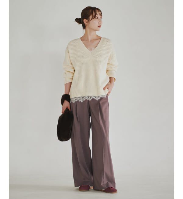 NOBLE「《追加・WEB限定カラーあり》エステルツイルストレッチスラックスパンツ」|スラックス|