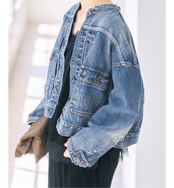 Spick and Span「《WEB限定》5 1/2 2ND-LINE CROP ジャケット」|デニムジャケット|