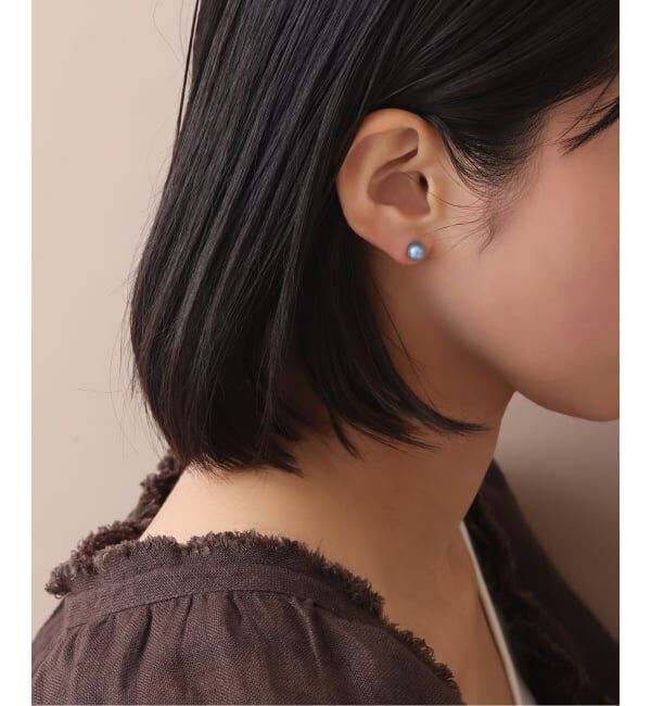 Lilas by Spick&Span「《追加予約》インディゴパール1粒ピンピアス K10(両耳)」|ピアス|