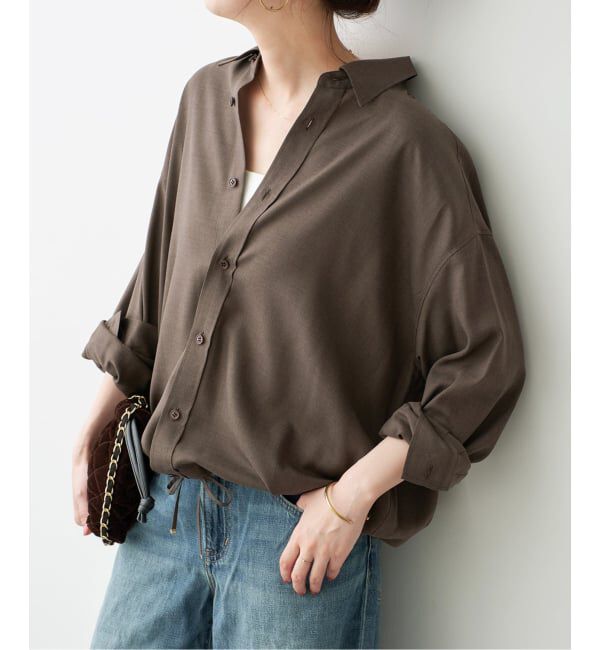 Spick and Span「CU/PEヘムギャザーシャツ」|シャツ・ブラウス|ブラウン