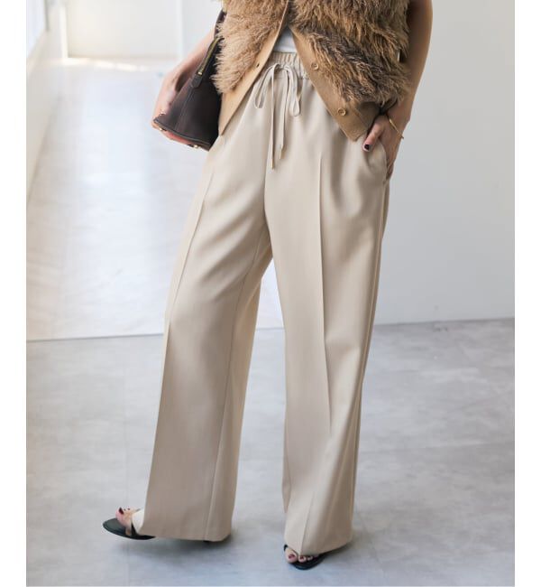 Spick and Span「《34サイズ登場 / 追加》P/Wイージースラックスパンツ」|スラックス|ベージュ A