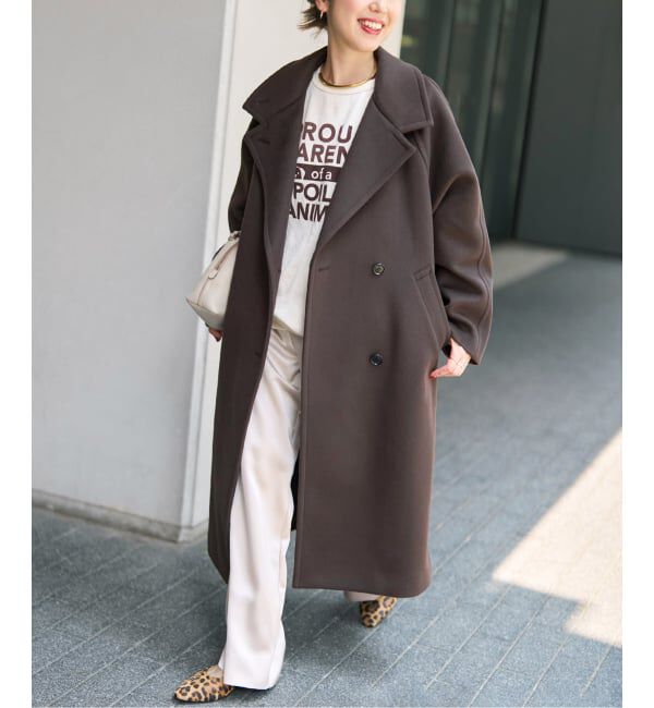 Spick and Span「《予約》S160ダブルブレスト2wayコート」|ステンカラーコート|ブラウン
