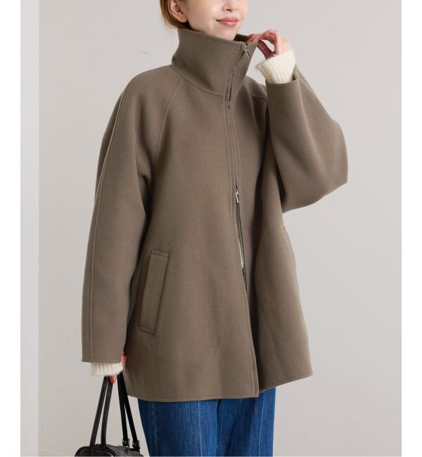 U by SPICK&SPAN「《予約》パイルメルトンジップコート」|ステンカラーコート|