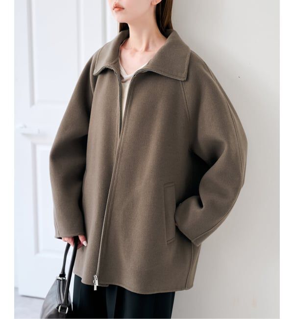 U by SPICK&SPAN「《予約》パイルメルトンジップコート」|ステンカラーコート|