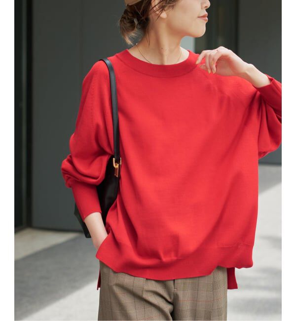 Spick and Span「《新色有り / 追加予約》ウォッシャブルラグランスリーブプルオーバー」|ニット・セーター|レッド