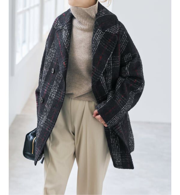 Spick and Span「《予約》TICCA / ティッカ ウールチェックピーコート」|ピーコート|