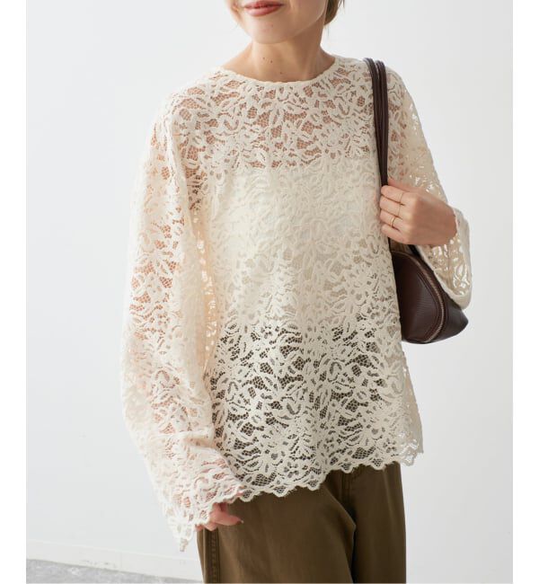 Spick and Span「《セットアップ可》brushed lace ブラウス」|シャツ・ブラウス|