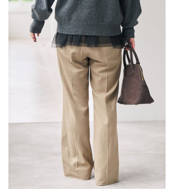 Spick and Span「《セットアップ可》サキソニータックイージーストレートパンツ」|スラックス|