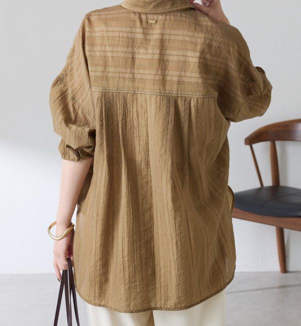  「【ロングシーズン着やすい】シャドーストライプオーバーシャツ」|シャツ・ブラウス|