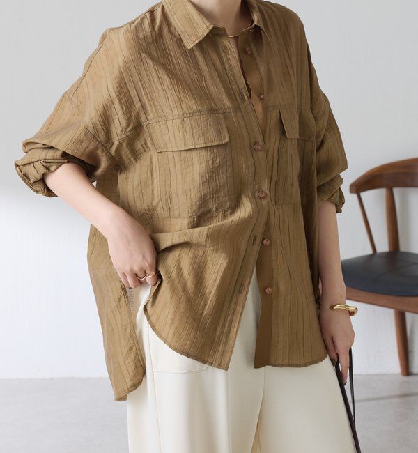  「【ロングシーズン着やすい】シャドーストライプオーバーシャツ」|シャツ・ブラウス|